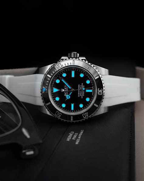 rolex submariner white strap|rolex submariner with rubber strap.